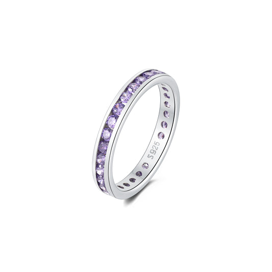 Sterling Silver 925 CZ Birthstone Eternity Ring
