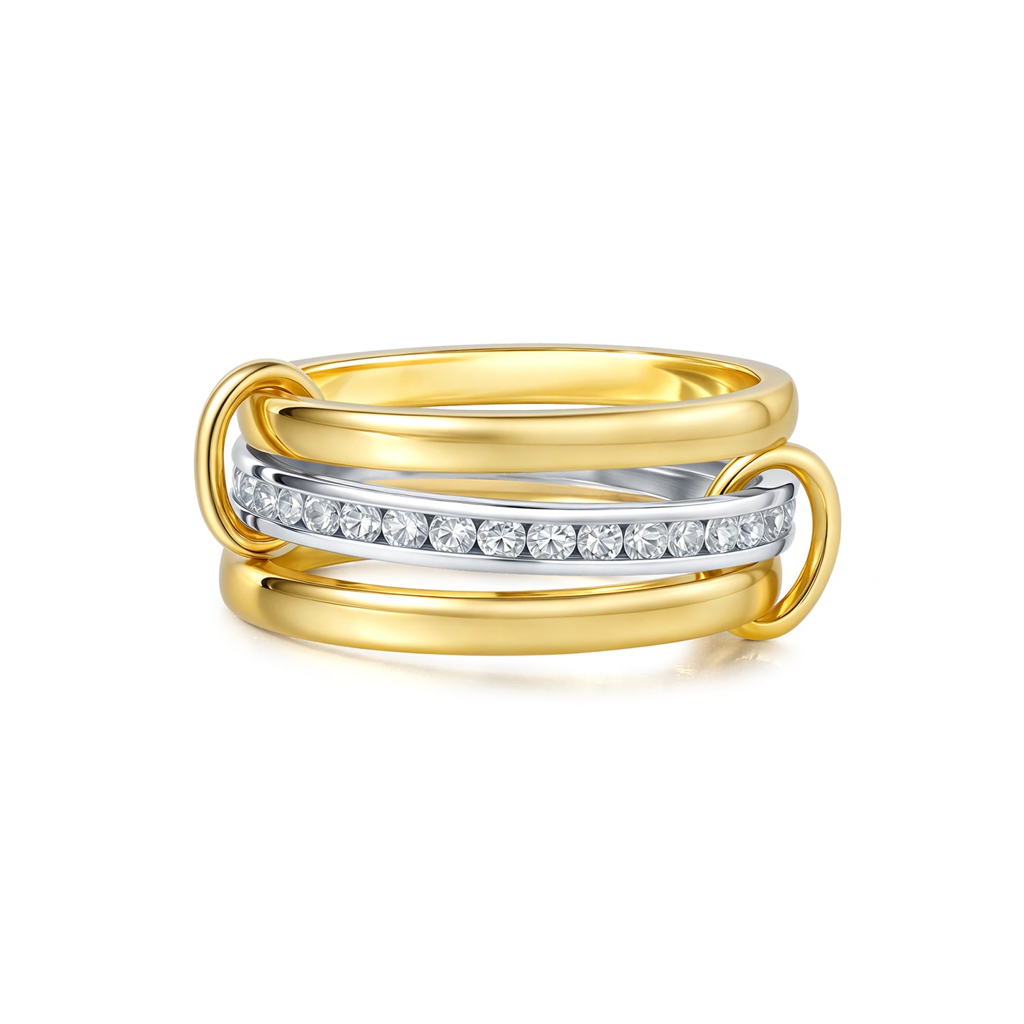 Interlocking Eternity Band Ring with CZ Cubic Zirconia, Dual-Tone Design
