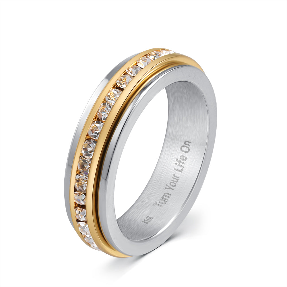316L Fidget Rings, Anxiety Rings, Spinner Rings, Band Rings with Birthstone, Stainless Steel