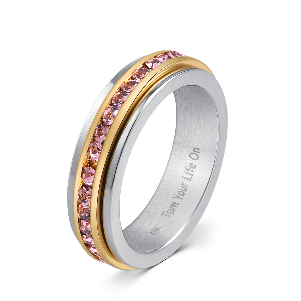 316L Fidget Rings, Anxiety Rings, Spinner Rings, Band Rings with Birthstone, Stainless Steel