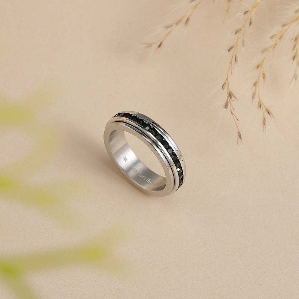 316L Fidget Rings, Anxiety Rings, Spinner Rings, Band Rings with Birthstone, Stainless Steel