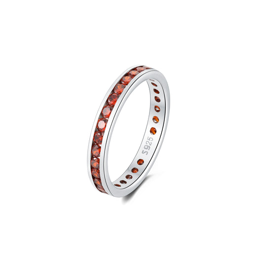 Sterling Silver 925 CZ Birthstone Eternity Ring