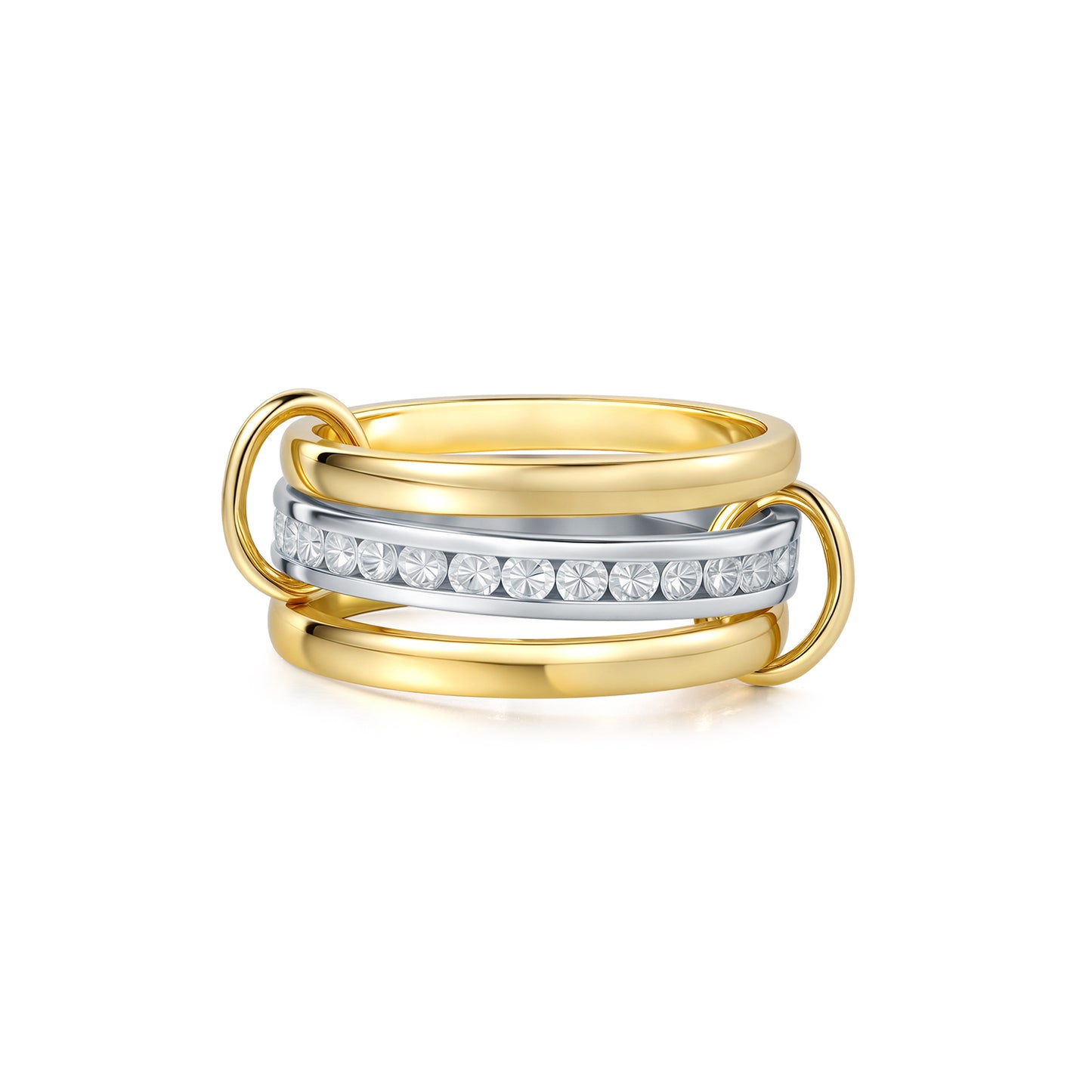 Interlocking Eternity Band Ring with CZ Cubic Zirconia, Dual-Tone Design