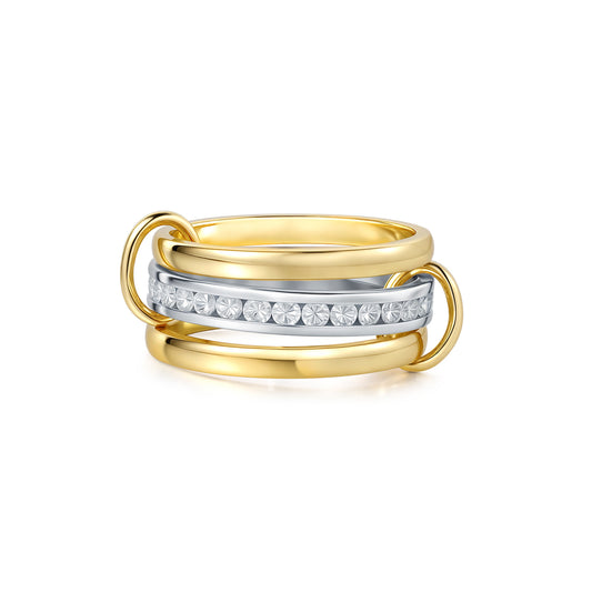 Interlocking Eternity Band Ring with CZ Cubic Zirconia, Dual-Tone Design