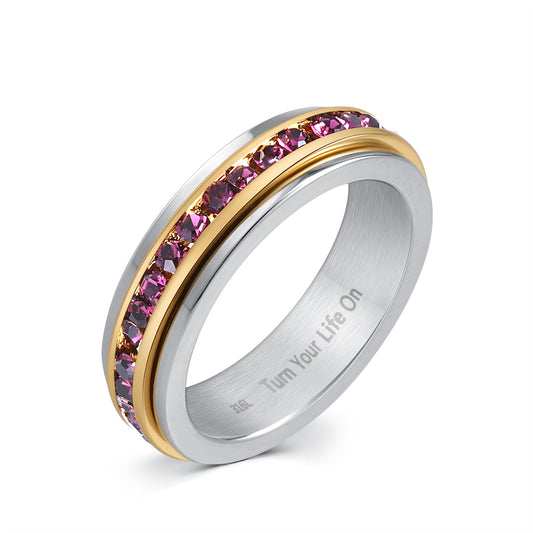 316L Fidget Rings, Anxiety Rings, Spinner Rings, Band Rings with Birthstone, Stainless Steel